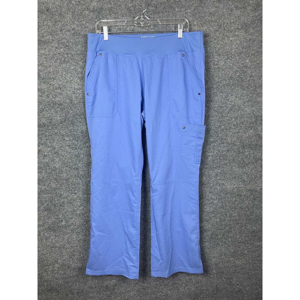Healing Hands Purple Label Scrub Pants Women's Size LP Blue Cargo Yoga Waistband